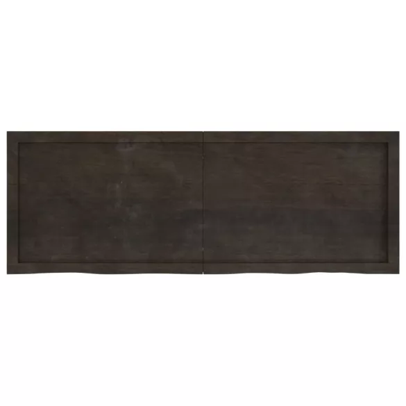 sötétbarna kezelt tömör tölgyfa fali polc 140 x 50 x (2-4) cm