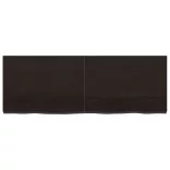 sötétbarna kezelt tömör tölgyfa fali polc 140 x 50 x (2-6) cm