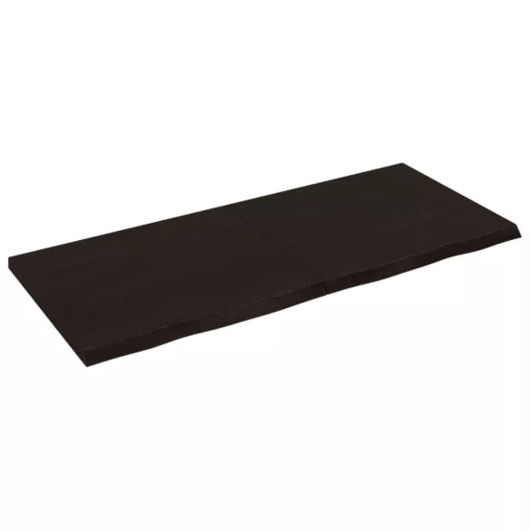 sötétbarna kezelt tömör tölgyfa fali polc 140 x 60 x (2-4) cm