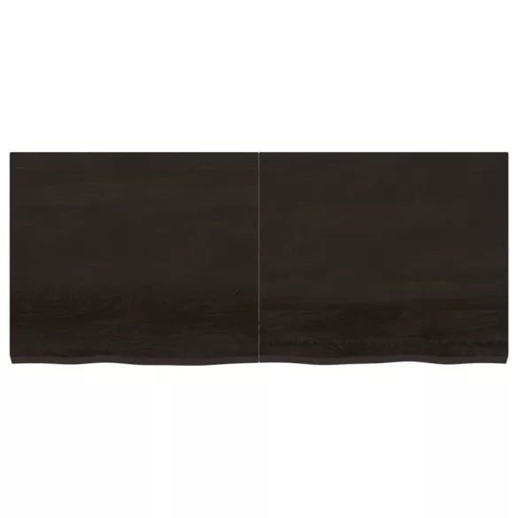 sötétbarna kezelt tömör tölgyfa fali polc 140 x 60 x (2-4) cm