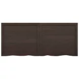 sötétbarna kezelt tömör tölgyfa fali polc 140 x 60 x (2-4) cm