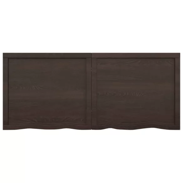 sötétbarna kezelt tömör tölgyfa fali polc 140 x 60 x (2-4) cm