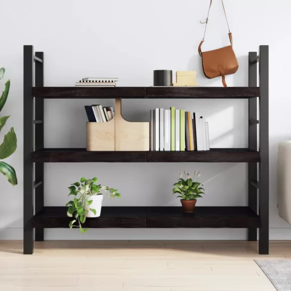 sötétbarna kezelt tömör tölgyfa fali polc 140 x 60 x (2-6) cm