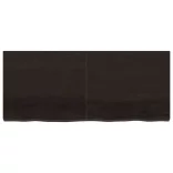 sötétbarna kezelt tömör tölgyfa fali polc 140 x 60 x (2-6) cm