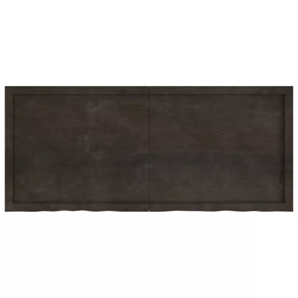 sötétbarna kezelt tömör tölgyfa fali polc 140 x 60 x (2-6) cm
