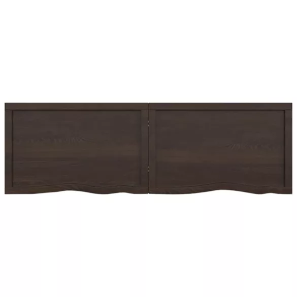 sötétbarna kezelt tömör tölgyfa fali polc 160 x 50 x (2-4) cm