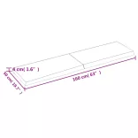 sötétbarna kezelt tömör tölgyfa fali polc 160 x 50 x (2-4) cm