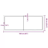 sötétbarna kezelt tömör tölgyfa fali polc 160 x 60 x (2-4) cm