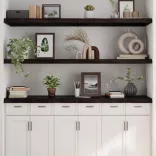 sötétbarna kezelt tömör tölgyfa fali polc 160 x 60 x (2-6) cm