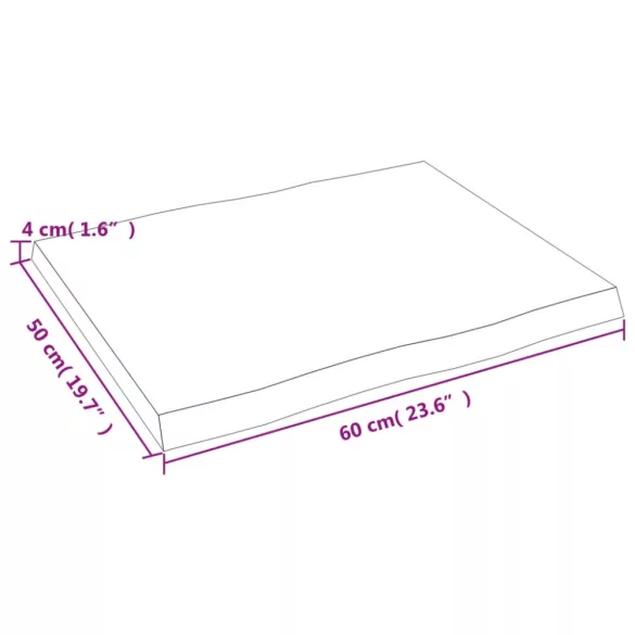 sötétbarna kezelt tömör asztallap 60x50x(2-4) cm
