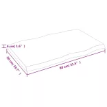 sötétbarna kezelt tömör asztallap 80x50x(2-4) cm