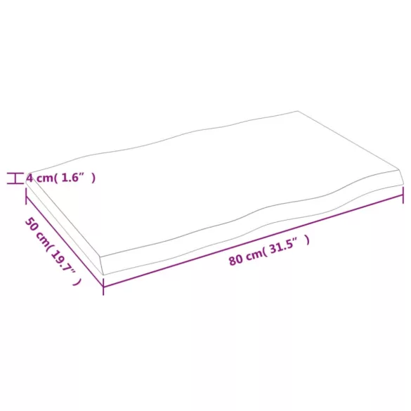 sötétbarna kezelt tömör asztallap 80x50x(2-4) cm