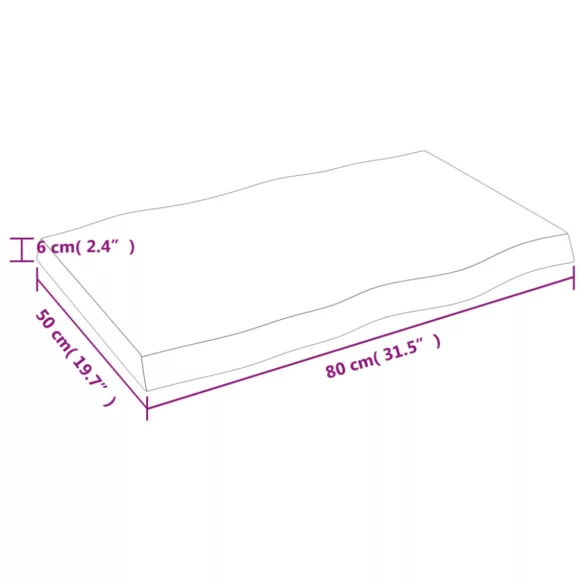 sötétbarna kezelt tömör asztallap 80x50x(2-6) cm