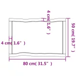 sötétbarna kezelt tömör asztallap 80x50x(2-6) cm