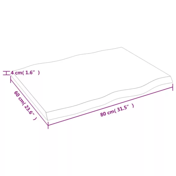 sötétbarna kezelt tömör asztallap 80x60x(2-4) cm
