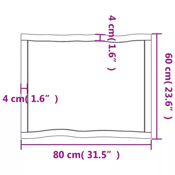 sötétbarna kezelt tömör asztallap 80x60x(2-4) cm