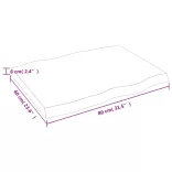 sötétbarna kezelt tömör asztallap 80x60x(2-6) cm