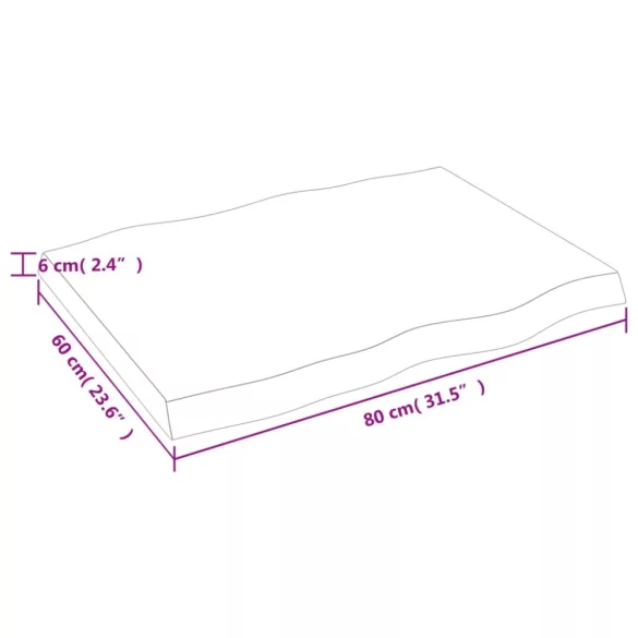 sötétbarna kezelt tömör asztallap 80x60x(2-6) cm