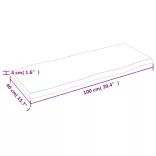 sötétbarna kezelt tömör asztallap 100x40x(2-4) cm