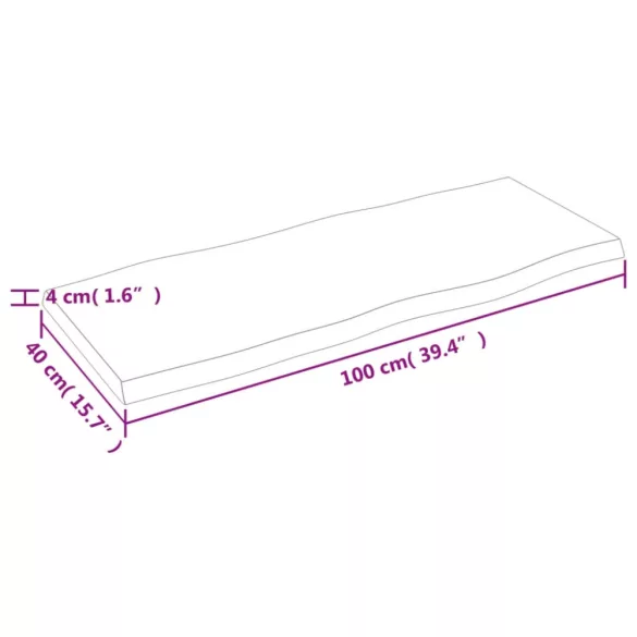 sötétbarna kezelt tömör asztallap 100x40x(2-4) cm
