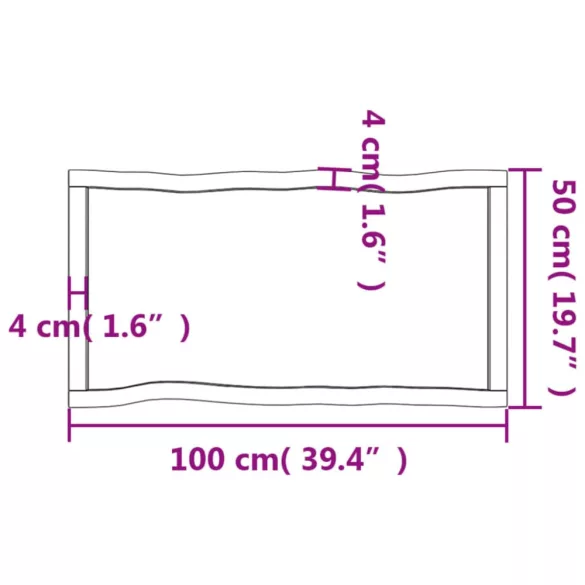 sötétbarna kezelt tömör asztallap 100x50x(2-4) cm