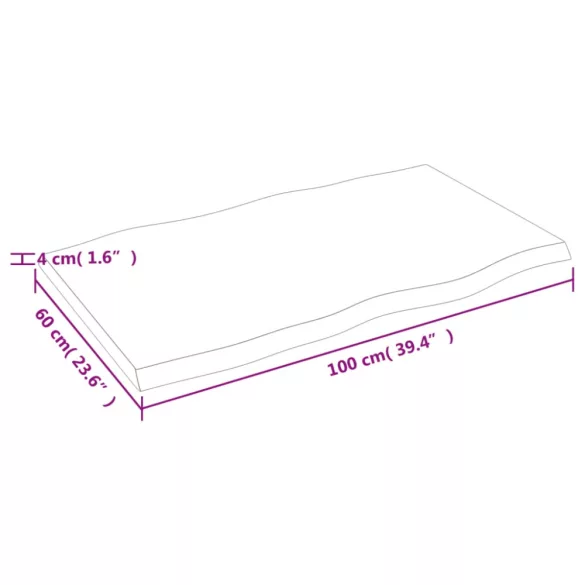 sötétbarna kezelt tömör asztallap 100x60x(2-4) cm
