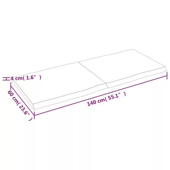sötétbarna kezelt tömör asztallap 140x60x(2-4) cm
