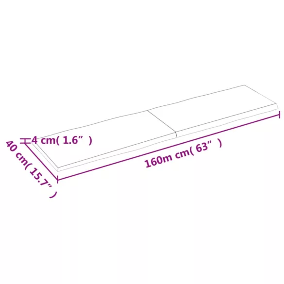 sötétbarna kezelt tömör asztallap 160x40x(2-4) cm
