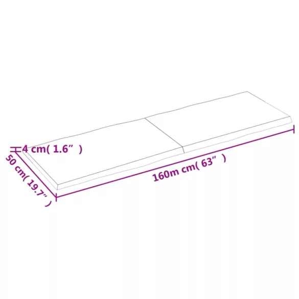 sötétbarna kezelt tömör asztallap 160x50x(2-4) cm