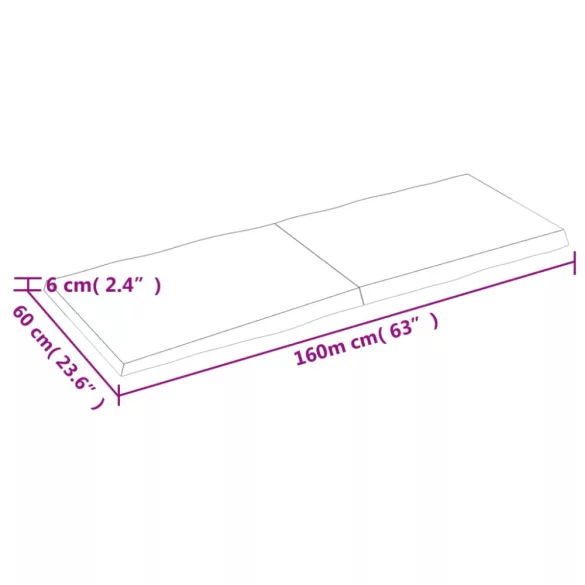 sötétbarna kezelt tömör asztallap 160x60x(2-6) cm