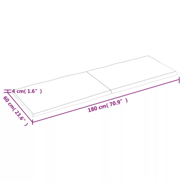 sötétbarna kezelt tömör asztallap 180x60x(2-4) cm