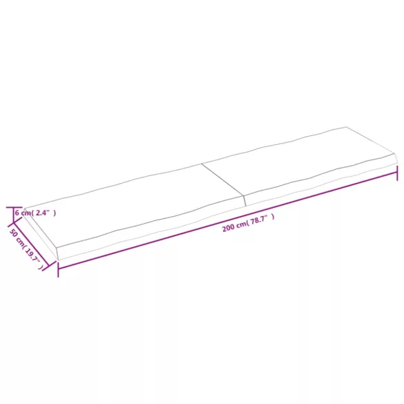 sötétbarna kezelt tömör asztallap 200x50x(2-6) cm
