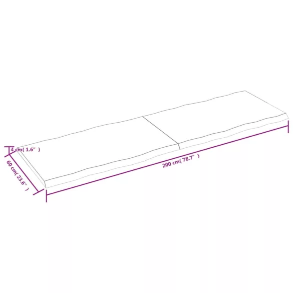 sötétbarna kezelt tömör asztallap 200x60x(2-4) cm