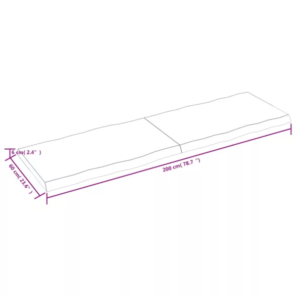 sötétbarna kezelt tömör asztallap 200x60x(2-6) cm