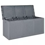 szürke PP rattan kerti tárolóláda 270 L