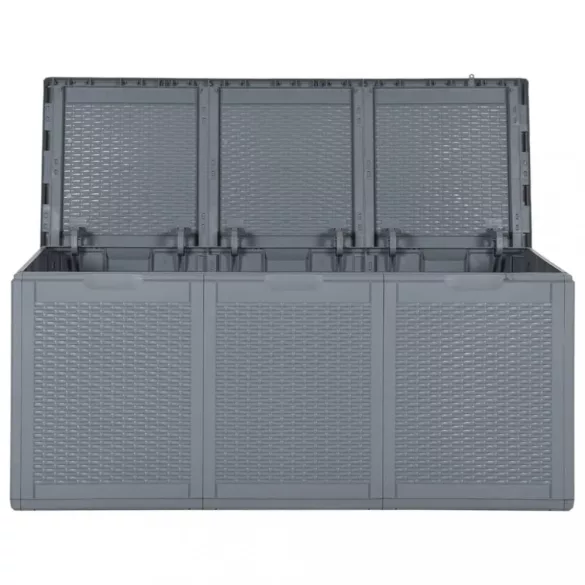 szürke PP rattan kerti tárolóláda 270 L