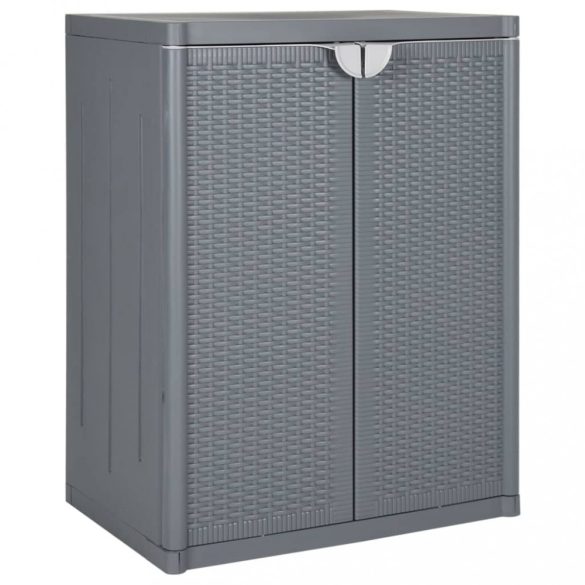 szürke PP rattan kerti tárolószekrény 65 x 45 x 88 cm