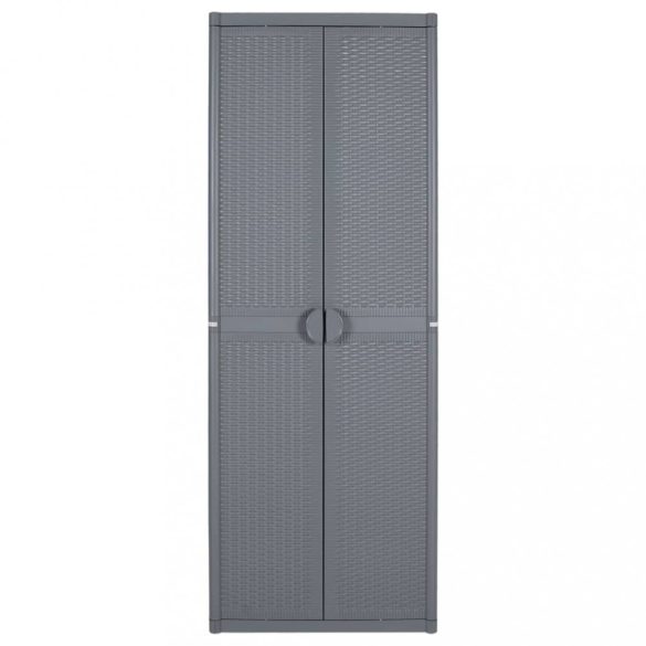 szürke PP rattan kerti tárolószekrény 65 x 45 x 172 cm