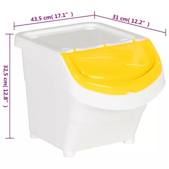 3 db fehér PP egymásra rakható fedeles szemeteskuka 78 L