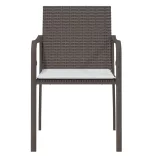 2 db barna polyrattan kerti szék párnával 56 x 59 x 84 cm