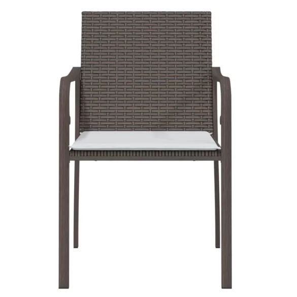 2 db barna polyrattan kerti szék párnával 56 x 59 x 84 cm