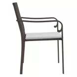 2 db barna polyrattan kerti szék párnával 56 x 59 x 84 cm