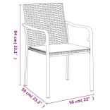 2 db barna polyrattan kerti szék párnával 56 x 59 x 84 cm