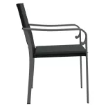 2 db fekete polyrattan kerti szék párnával 56 x 59 x 84 cm