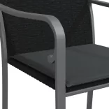 2 db fekete polyrattan kerti szék párnával 56 x 59 x 84 cm