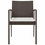 2 db barna polyrattan kerti szék párnával 56,5 x 57 x 83 cm