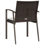 2 db barna polyrattan kerti szék párnával 56,5 x 57 x 83 cm