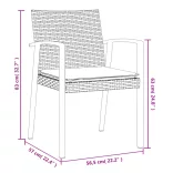 2 db barna polyrattan kerti szék párnával 56,5 x 57 x 83 cm