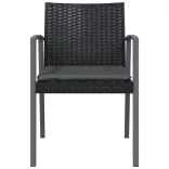 2 db fekete polyrattan kerti szék párnával 56,5 x 57 x 83 cm