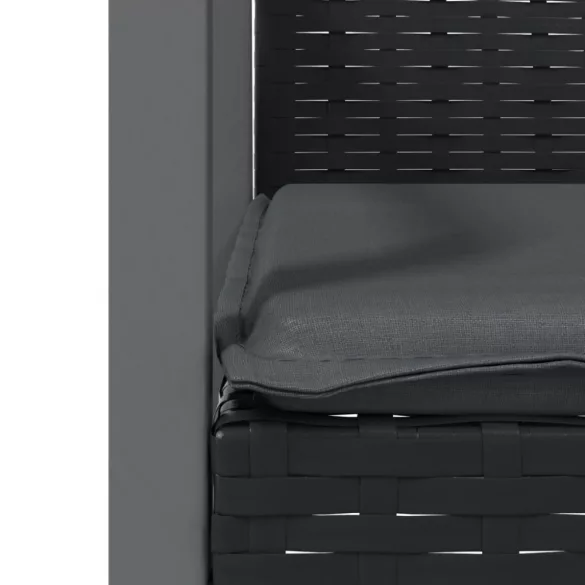 2 db fekete polyrattan kerti szék párnával 56,5 x 57 x 83 cm